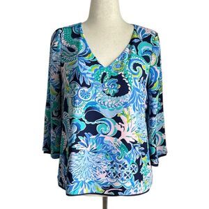 Lilly Pulitzer Florin Reversible Top Bright Navy Sirens Size S (No Tag)